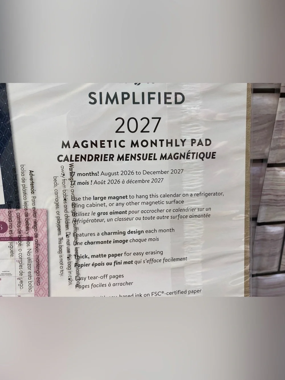 Simplified ❤️ 17-month 2027 Magnetic Monthly Pad Calendar New